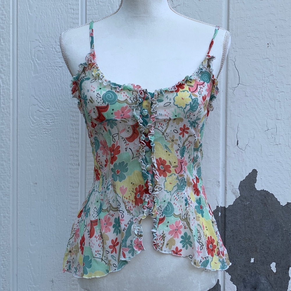 Vintage Guess Jeans floral print top (read!)